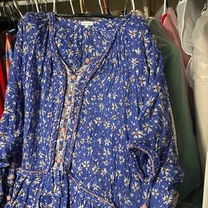 Poupette St. Barth Blue and White Floral Dress